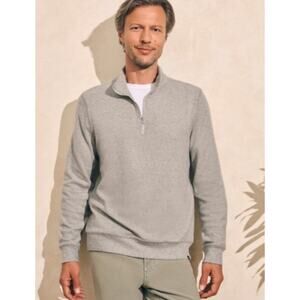 Faherty Legend Sweater Quarter Zip Mens XL Fossil Grey Twill Classic Casual Prep